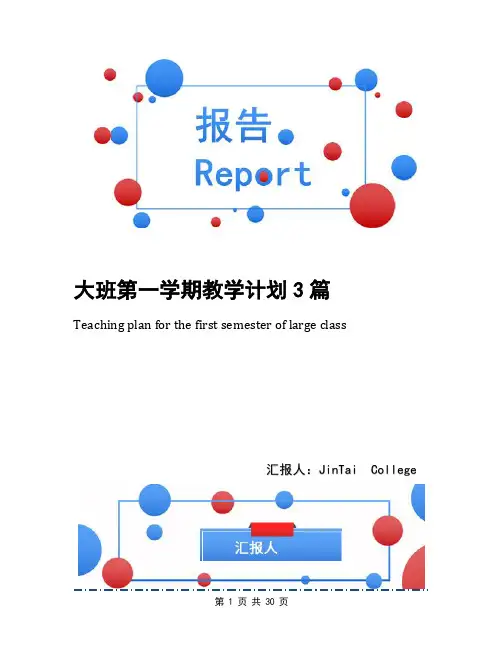 大班第一学期教学计划3篇