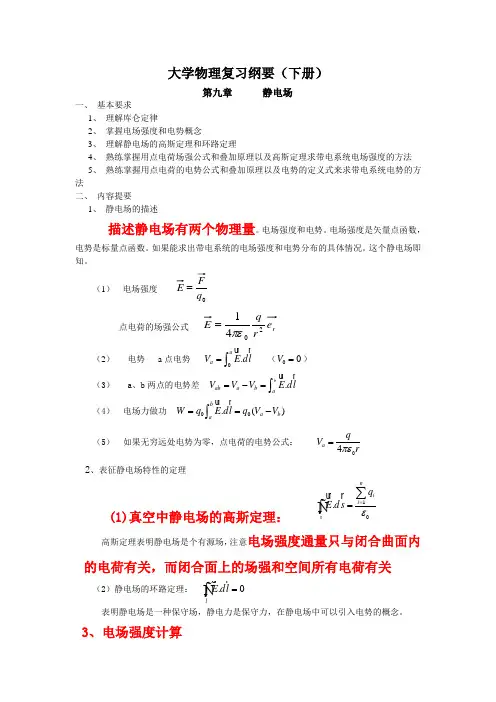 大学物理复习提纲(下册)