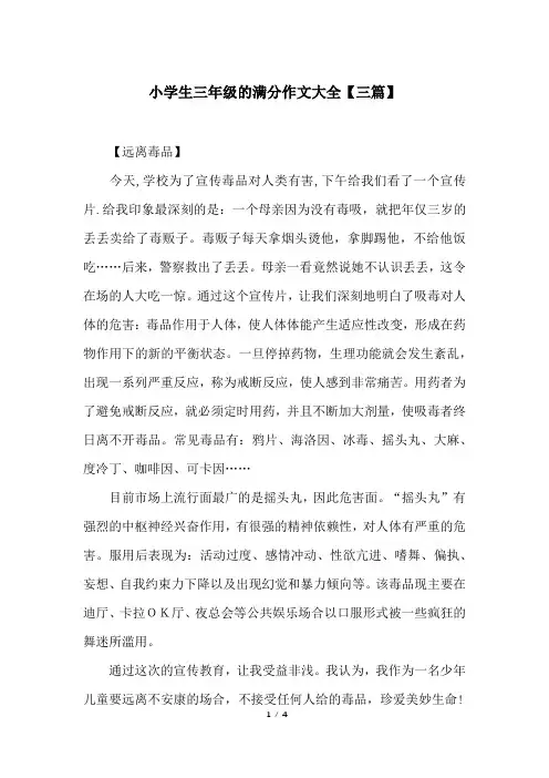 小学生三年级的满分作文大全【三篇】
