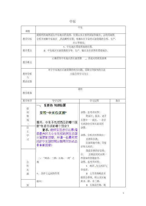 山东省临沂市蒙阴县第四中学八年级地理会考复习中东教案新人教版.pdf
