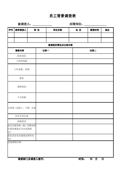 员工背景调查表模板