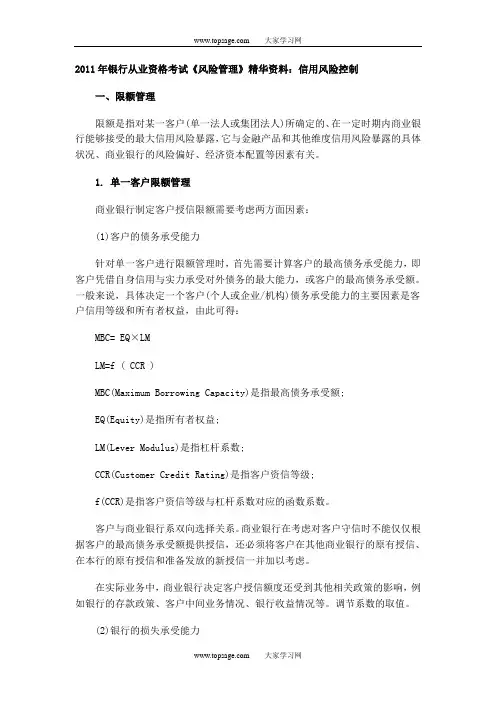 2011年银行从业资格考试《风险管理》精华资料(3)