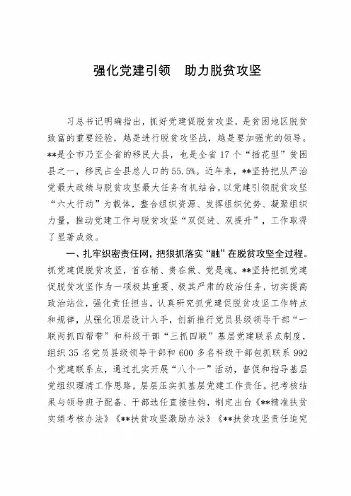 抓好党建工作助力脱贫攻坚