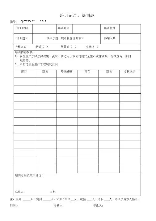 培训记录、签到表