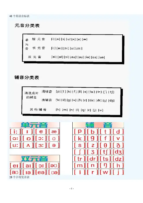 综合网上版本的 48个英语国际音标表图片