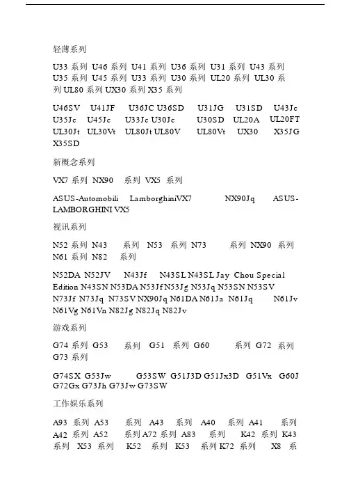 华硕笔记本型号大全.doc