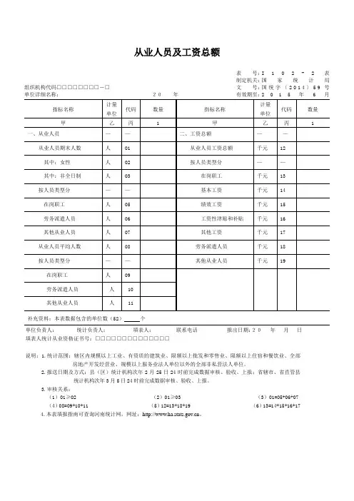 劳资报表表样