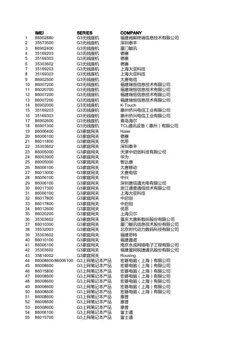 3G终端型号与IMEI