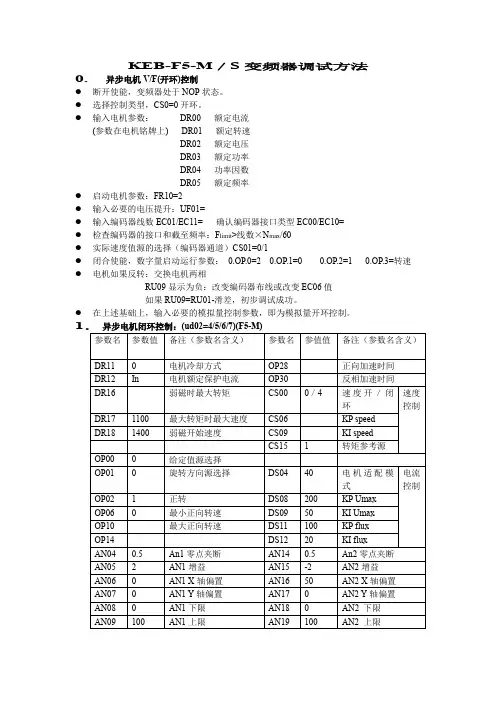 KEB变频器异步电机控制调试方法