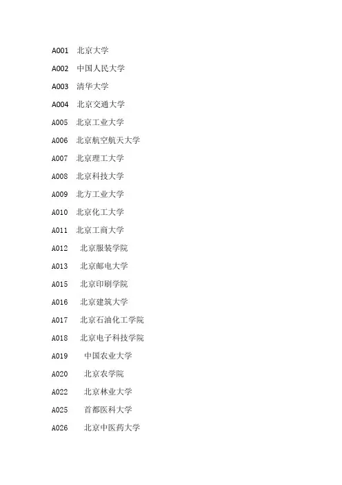 2017普通高等学校报考代号