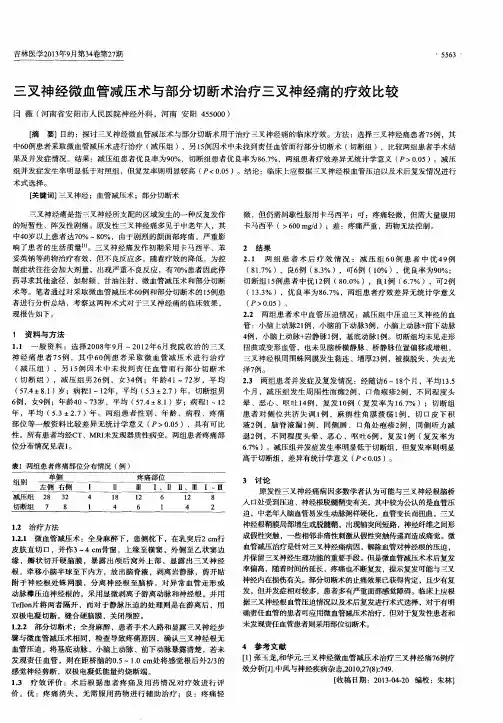 三叉神经微血管减压术与部分切断术治疗三叉神经痛的疗效比较