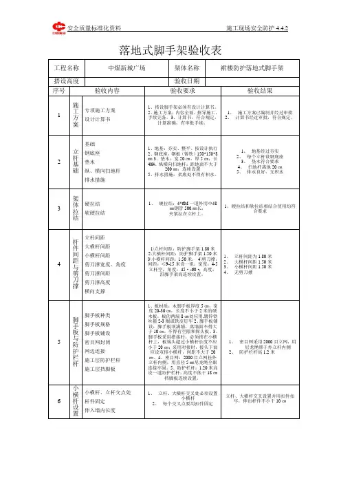 落地式脚手架验收表
