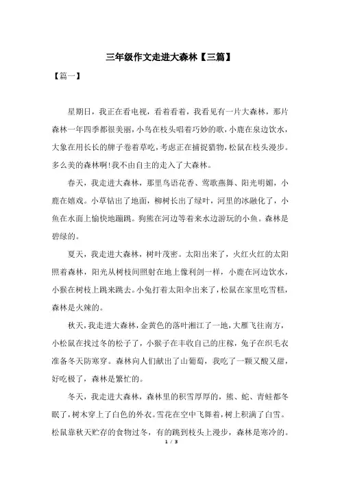 三年级作文走进大森林【三篇】