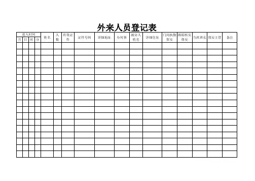 外来人员登记表