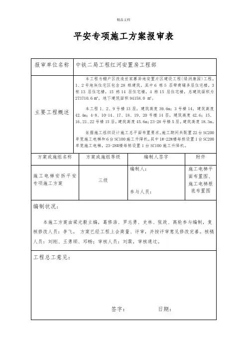 报审表(施工电梯方案)