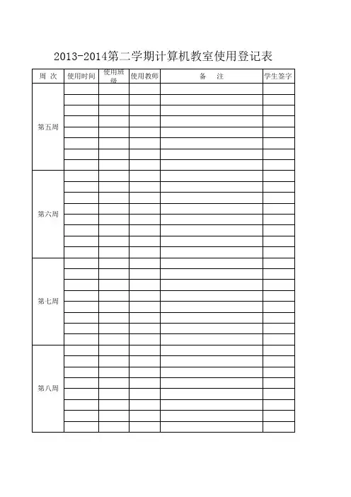计算机教室使用登记表