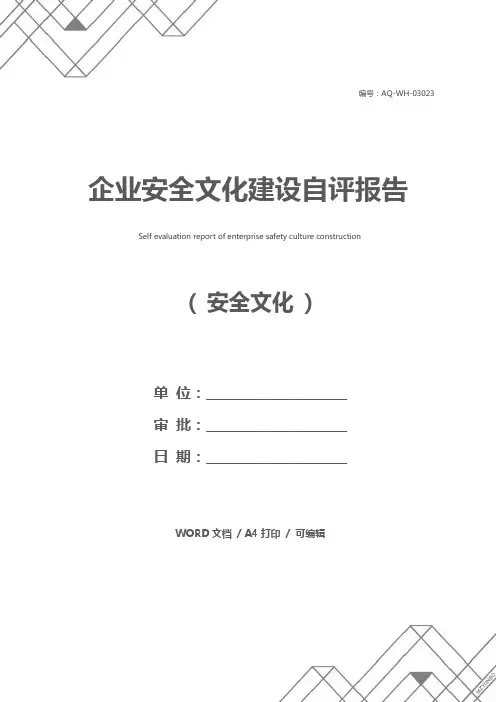 企业安全文化建设自评报告