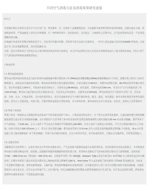不同空气消毒方法及消毒效果研究进展