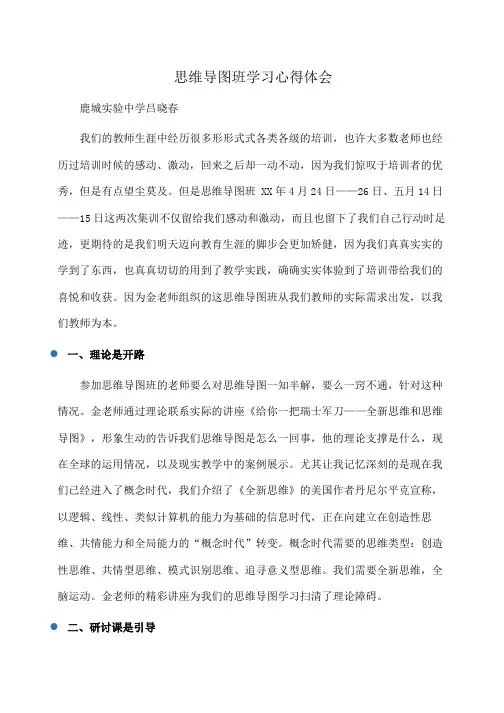 心得体会：思维导图班学习心得体会