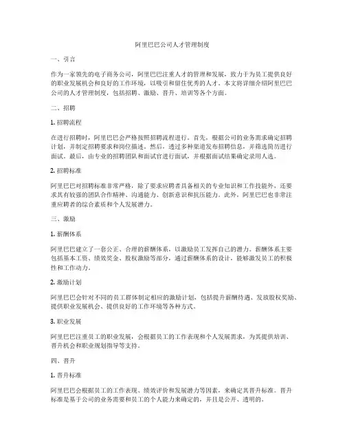 阿里巴巴公司人才管理制度