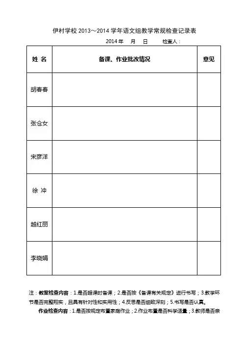 学校常规检查记录表
