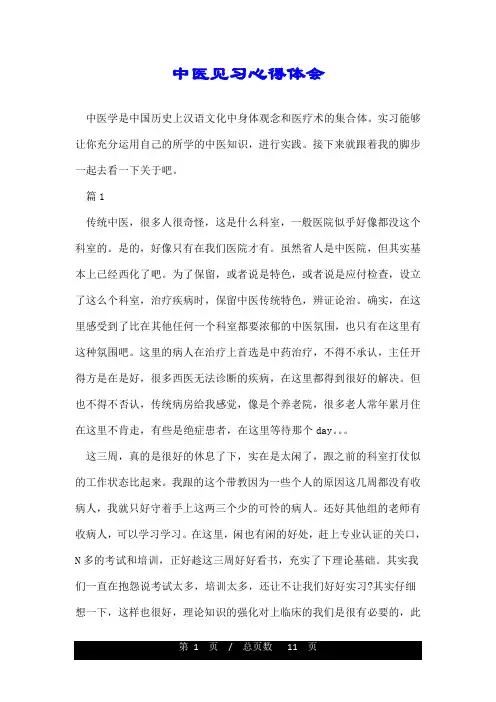 中医见习心得体会