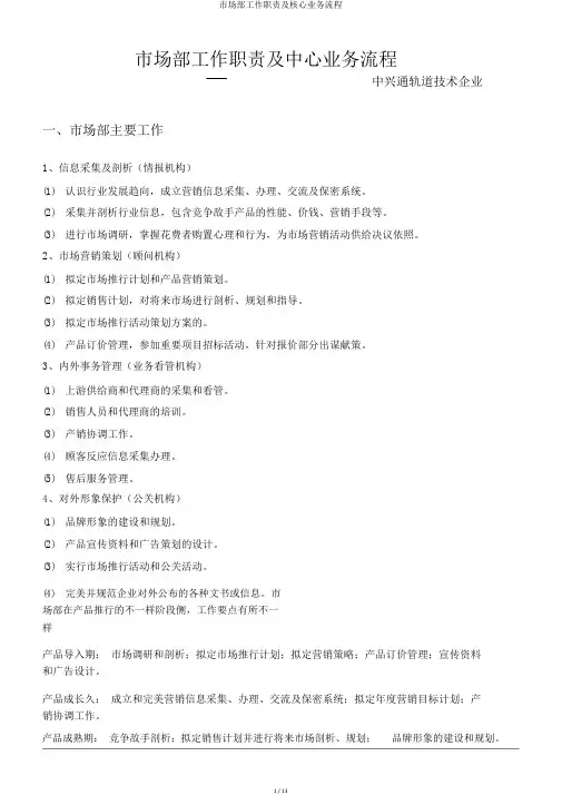 市场部工作职责及核心业务流程