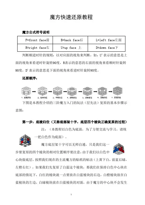 魔方快速还原教程(最易懂的)