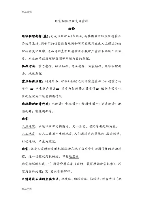 (整理)地震勘探原理复习资料.