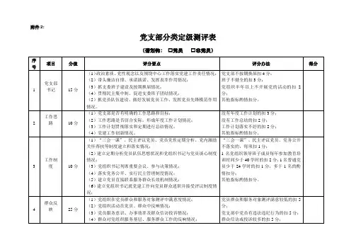 党支部分类定级测评表