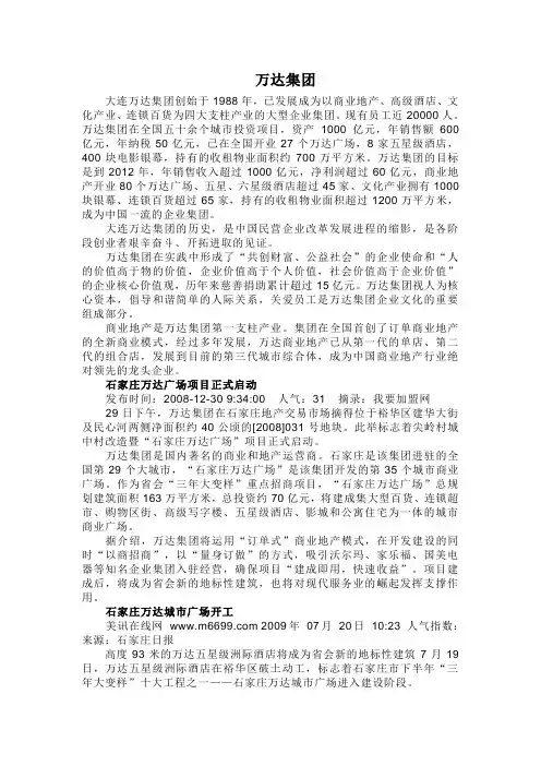 万达集团运营模式简介