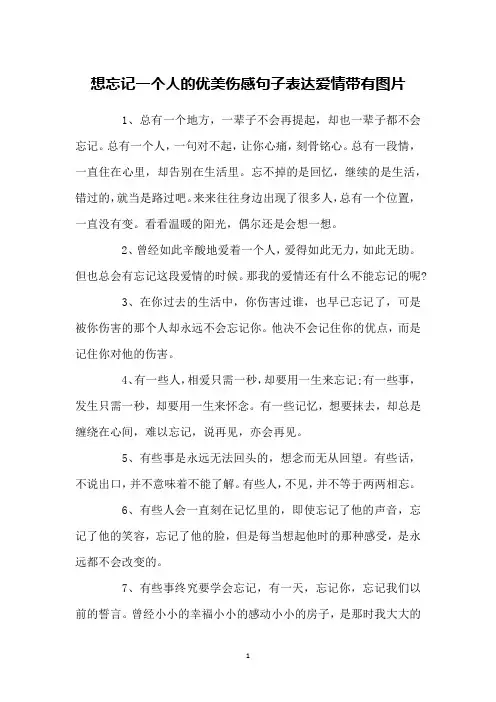 想忘记一个人的优美伤感句子表达爱情带有图片