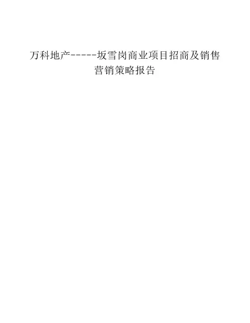万科地产坂雪岗商业项目招商及销售营销策略报告