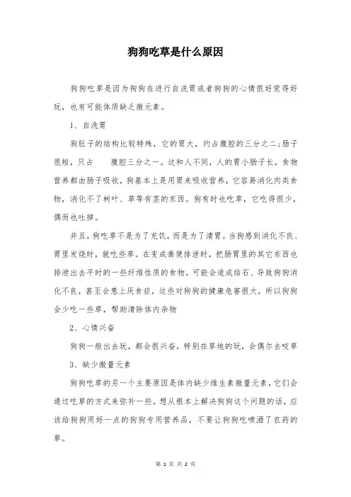狗狗吃草是什么原因
