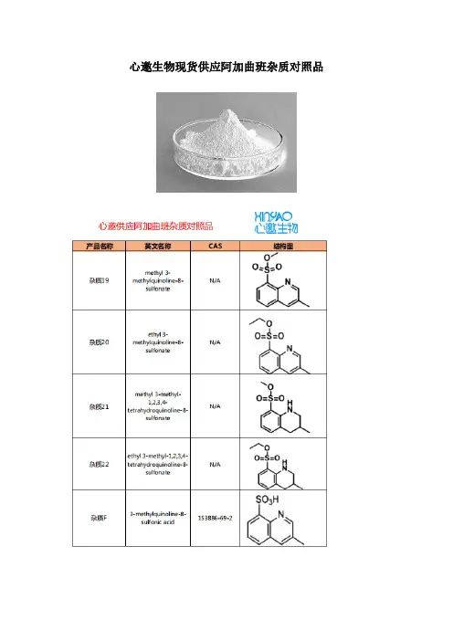 心邀生物现货供应阿加曲班杂质对照品