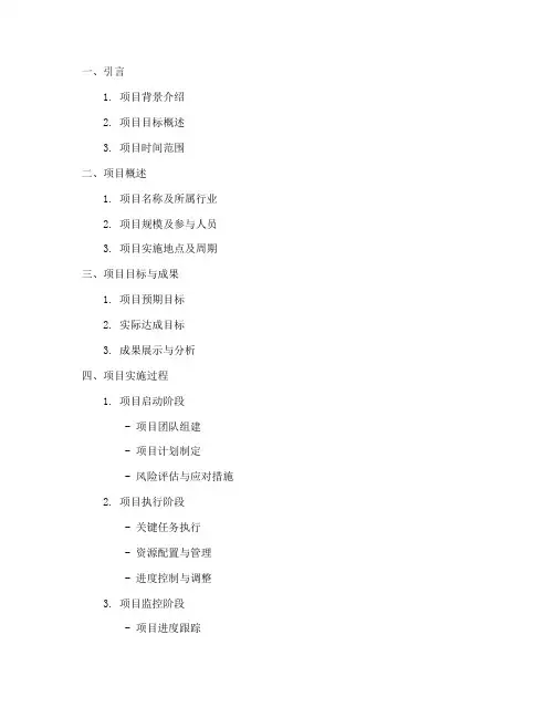 项目经验总结提纲范文