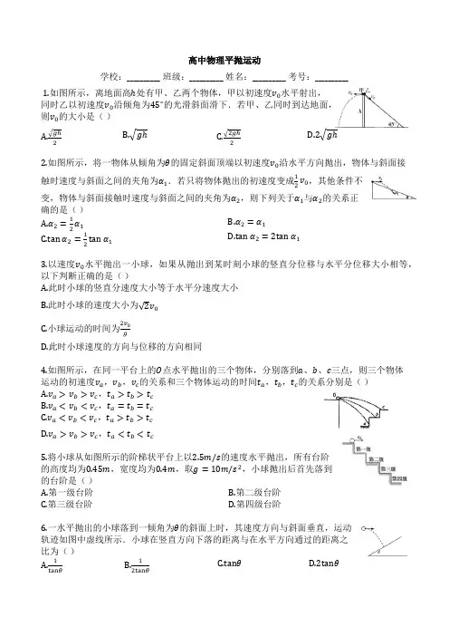 10高中物理平抛运动