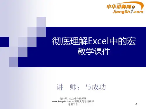 马成功:彻底理解Excel中的宏教学课件-中华讲师网