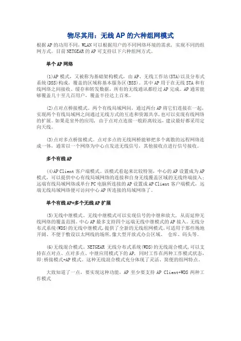 无线AP的六种组网模式