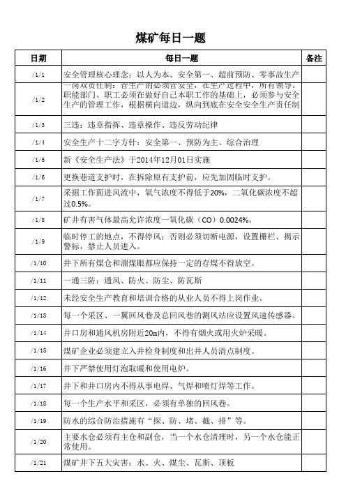 煤矿每日一题