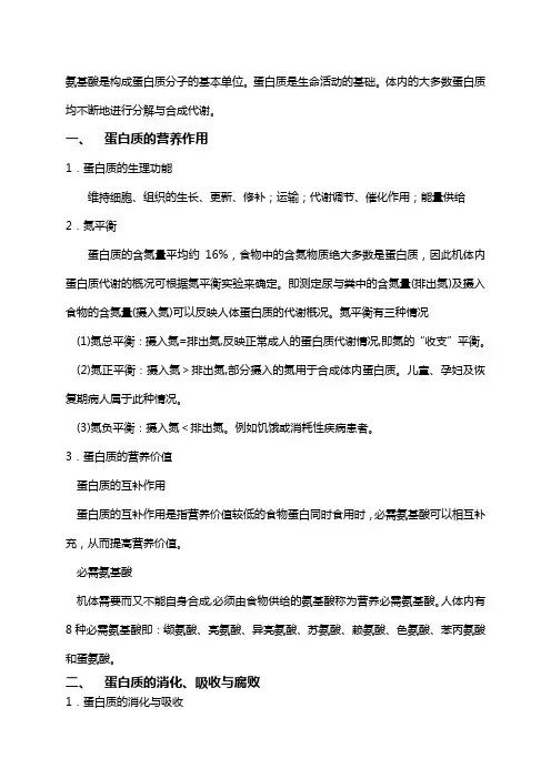 第七章  氨基酸代谢