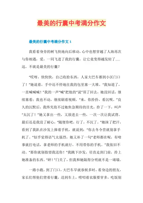 最美的行囊中考满分作文