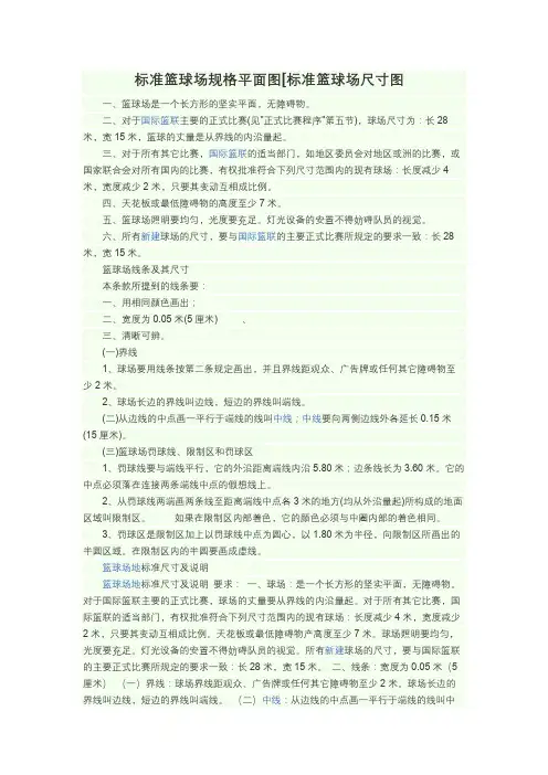 标准篮球场规格平面图[标准篮球场尺寸图