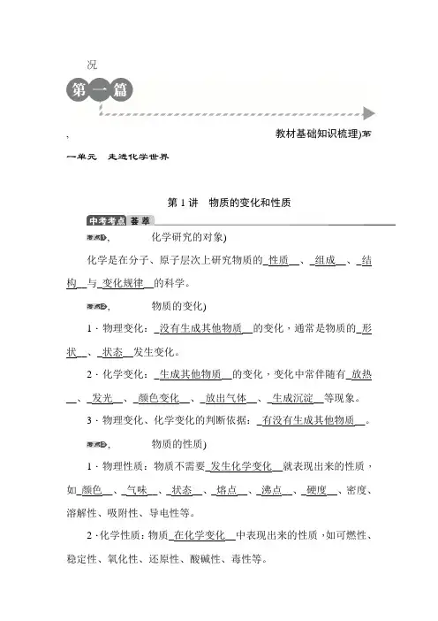 2015届中考化学考点知识专项复习1