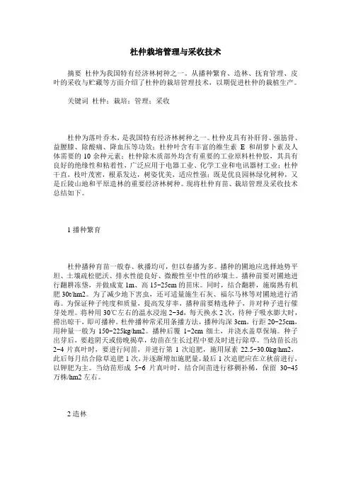 杜仲栽培管理与采收技术 2