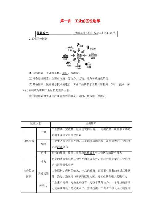 (通用版)版高考地理一轮复习 第二部分 人文地理 第四章 工业地域的形成与发展 第一讲 工业的区位选