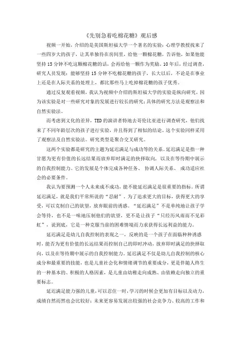 《先别急着吃棉花糖》观后感