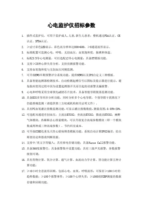 心电监护仪招标参数
