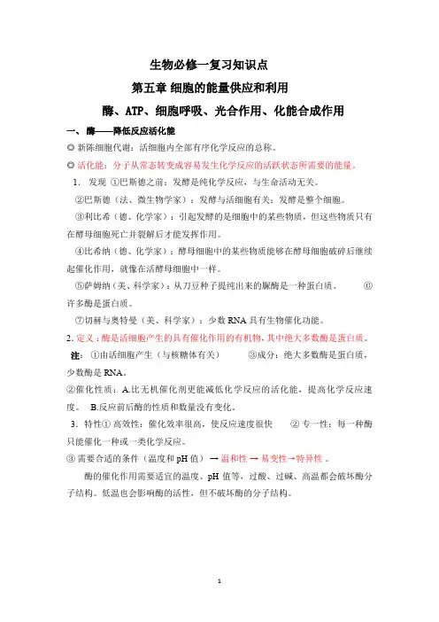 人教版高一生物必修一第五章
