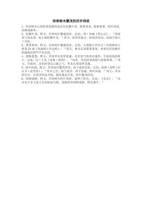 形容树木繁茂的四字词语
